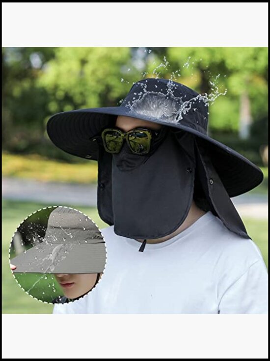 Wide Brim Sun Hat with Detachable Neck Flap UV Protection Fishing Hiking main image 6